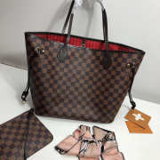 LV original Neverfull shopping bag N41358 coffee with red - 1