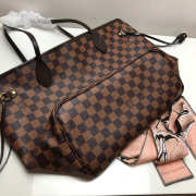 LV original Neverfull shopping bag N41358 coffee with red - 2