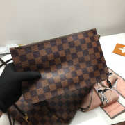 LV original Neverfull shopping bag N41358 coffee with red - 4