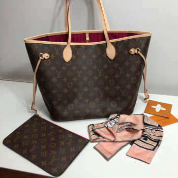 LV Neverfull MM M41178 Monogram with rose red