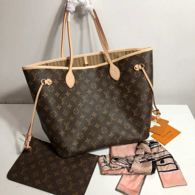 LV Neverfull MM M40995 Monogram with apricot - 1