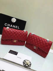 Chanel Lambskin Flap Red Bag With Silver or Gold Hardware 30CM - 1