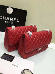 Chanel Lambskin Flap Red Bag With Silver or Gold Hardware 30CM - 5