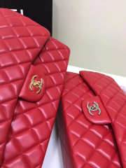 Chanel Lambskin Flap Red Bag With Silver or Gold Hardware 30CM - 3