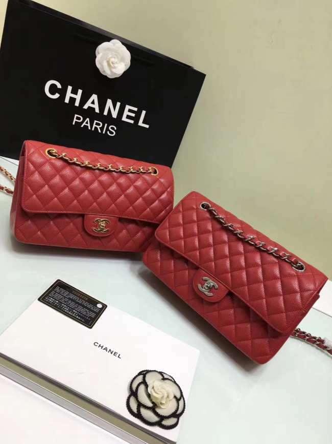 Chanel Double Flap Red Bag with Silver or Glod Hardware 25cm - 1