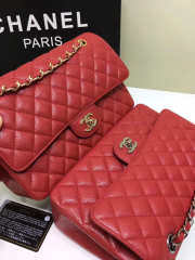 Chanel Double Flap Red Bag with Silver or Glod Hardware 25cm - 3