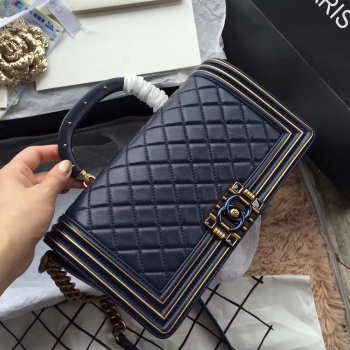 Chanel Boy Bag with Royal Blue 25cm