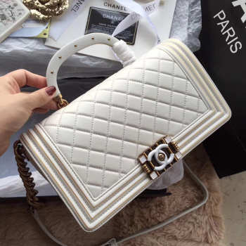 Chanel Boy Bag with White 25cm