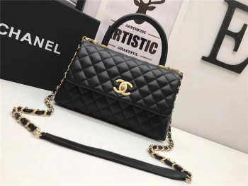 Chanel Coco Black Handle Bag with Gold Hardware 24cm