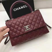 Chanel Coco Wine Red Handle Bag with Silver Hardware - 1