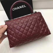 Chanel Coco Wine Red Handle Bag with Silver Hardware - 5