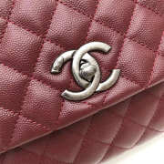 Chanel Coco Wine Red Handle Bag with Silver Hardware - 2