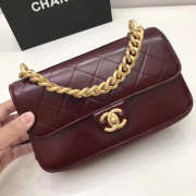 Chanel Flap Bag with purplish red - 1