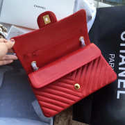 Chanel Flap Red Bag Chevron Caiar 25CM With Gold Hardware - 4