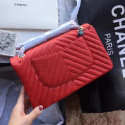 Chanel Flap Red Bag Chevron Caiar 25CM With Gold Hardware - 2