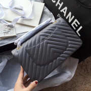 Chanel Flap Gray Bag Chevron Caiar 25CM With Gold Hardware - 6