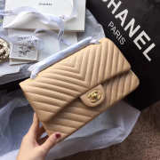 Chanel Flap Apricot Bag Chevron Caiar 25CM With Gold Hardware - 1