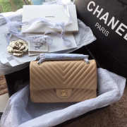 Chanel Flap Apricot Bag Chevron Caiar 25CM With Gold Hardware - 6