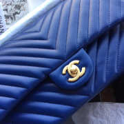 Chanel Flap Blue Bag Chevron Caiar 25CM With Gold Hardware - 3