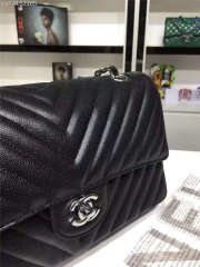 Chanel Flap Black Chevron Caiar 25CM With Silver Hardware - 3