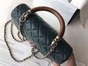 Chanel Coco Handle Bag Black Dark Green - 2