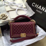 Chanel Boy Bag Wine Red 25cm - 1