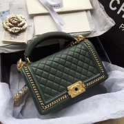 Chanel Boy Bag Dark Green 25cm - 3