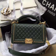 Chanel Boy Bag Dark Green 25cm - 2