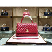 Chanel Coco Handle Bag Red with Gold Hardware - 3