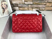 Chanel Flap Bag Lambskin Red With Silver Hardware - 6