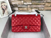 Chanel Flap Bag Lambskin Red With Silver Hardware - 5