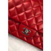 Chanel Flap Bag Lambskin Red With Silver Hardware - 4