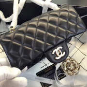 Chanel Flap Bag Lambskin Black with Gold Hardware 20CM - 2