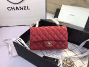 Chanel Flap Bag Lambskin Red with Gold Hardware 20CM - 1