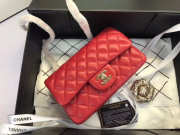 Chanel Flap Bag Lambskin Red with Gold Hardware 20CM - 5