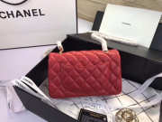 Chanel Flap Bag Lambskin Red with Gold Hardware 20CM - 6