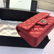 Chanel Flap Bag Lambskin Red with Silver Hardware 20CM - 2