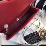 Chanel Flap Bag Lambskin Red with Silver Hardware 20CM - 5