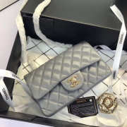 Chanel Flap Bag Lambskin Gray with Gold Hardware 20CM - 5