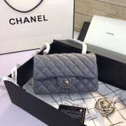 Chanel Flap Bag Lambskin Gray with Silver Hardware 20CM - 1