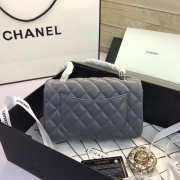 Chanel Flap Bag Lambskin Gray with Silver Hardware 20CM - 6