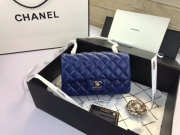 Chanel Flap Bag Lambskin Blue with Silver Hardware 20CM - 1