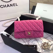 Chanel Flap Bag Lambskin Rose Red with Gold Hardware 20CM - 1