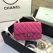 Chanel Flap Bag Lambskin Rose Red with Silver Hardware 20CM - 1