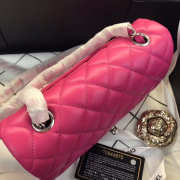 Chanel Flap Bag Lambskin Rose Red with Silver Hardware 20CM - 5