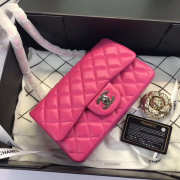 Chanel Flap Bag Lambskin Rose Red with Silver Hardware 20CM - 6