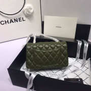 Chanel Flap Bag Lambskin Dark Green with Gold Hardware 20CM - 3