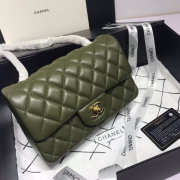 Chanel Flap Bag Lambskin Dark Green with Gold Hardware 20CM - 5