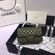 Chanel Flap Bag Lambskin Dark Green with Silver Hardware 20CM - 3