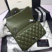 Chanel Flap Bag Lambskin Dark Green with Silver Hardware 20CM - 6